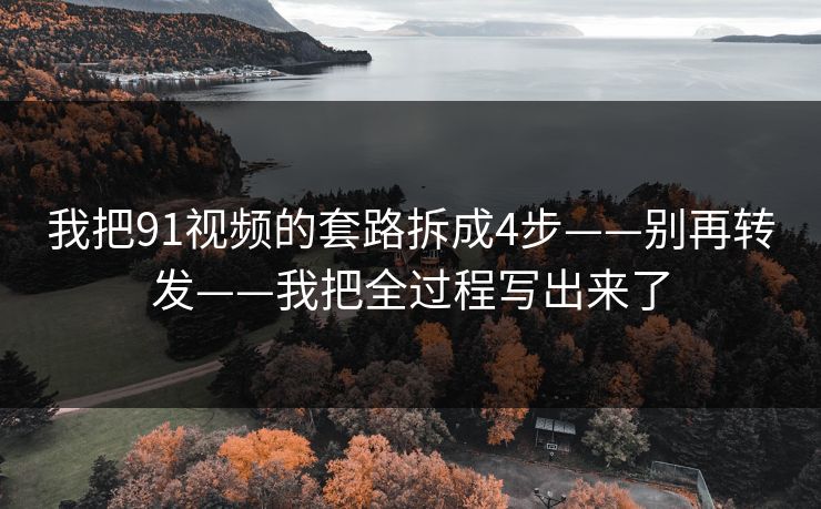 我把91视频的套路拆成4步——别再转发——我把全过程写出来了
